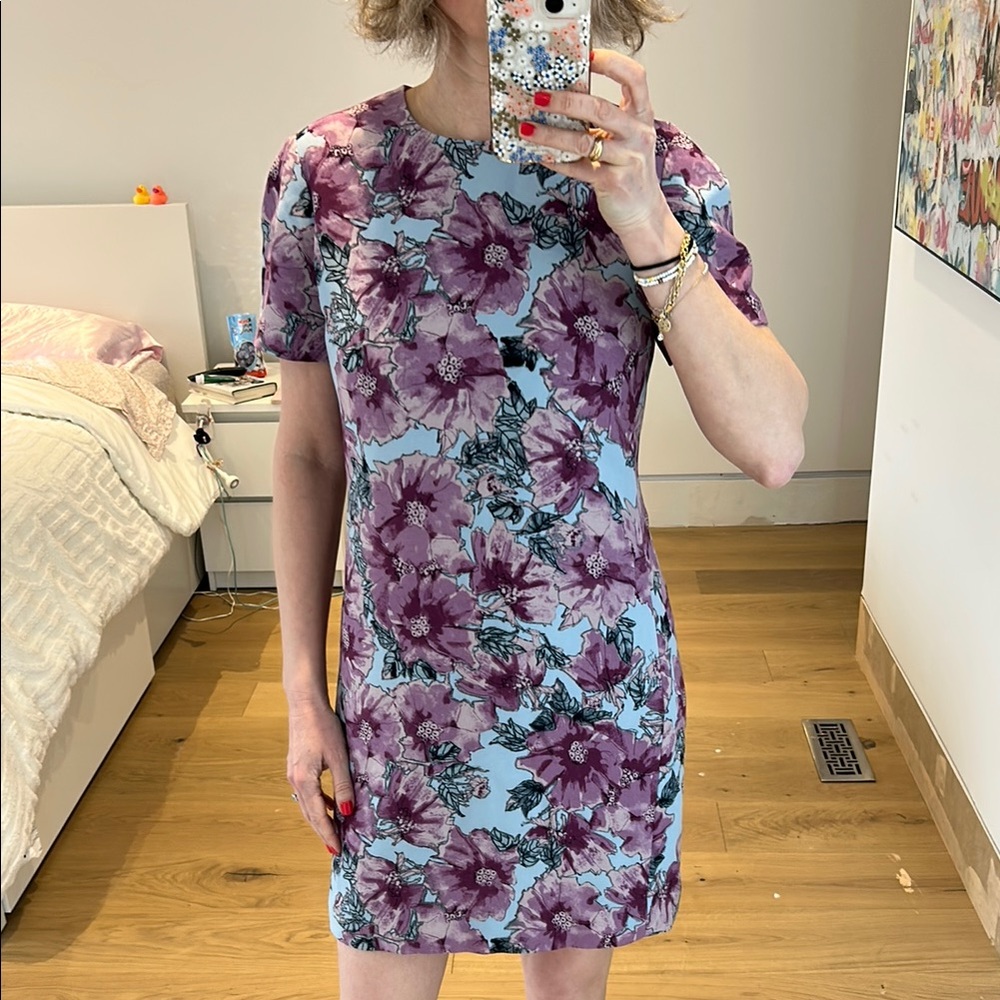 BABATON Floral Print Dress in Purple and Blue | Size